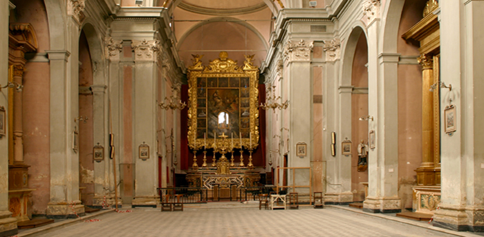 The great alter painting "The mysteries of the rosary" by Alessandro Tiarini