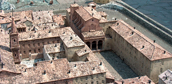 A detail of the model in Antonio da Budrio square